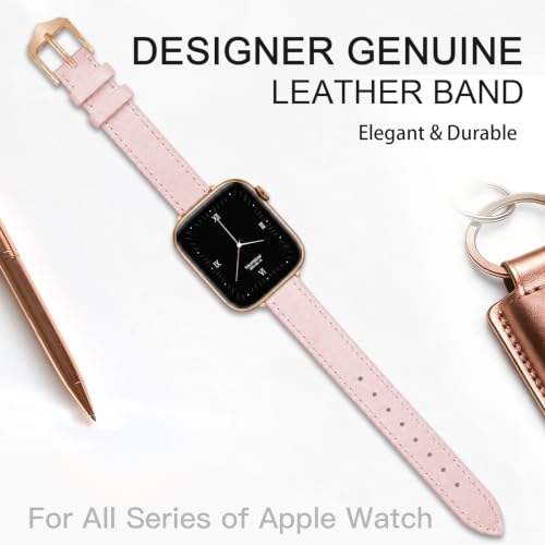 Image of JR.DM Slim Leather Bands Compatible with Apple Watch Band 38mm-49mm | Genuine Leather Thin Band Feminine Design Strap for Iwatch Ultra SE Series 11 10 9 8 7 6 5 4 3 2 1