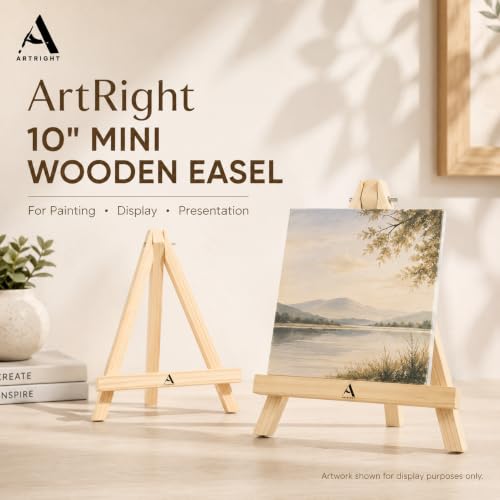 Image of Wooden Mini Easel Stand 10 inch for Painting & Display Purposes Small Handmade 10 Inch Canvas Stand for Painting, Presentations and Display Purposes (10 inch Set of 2)