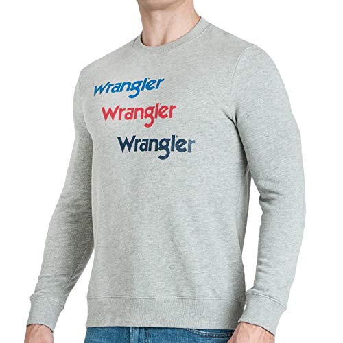 Sweatshirt Wrangler Seasonal Logo homme en coton mélangé gris à manches longues