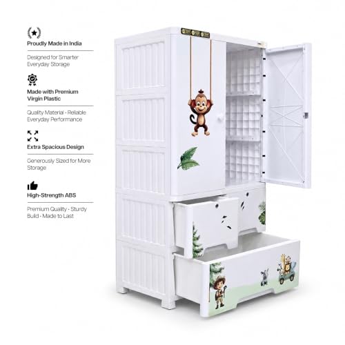 Image of SpaceGEN 2 Layer Drawer Cabinet, Jungle Design, White