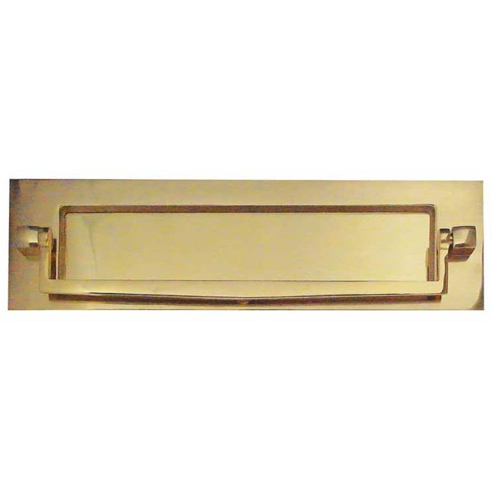 Elegant Polished Brass Postal Knocker 250x76mm for Stylish Entryways - External Front Door Letter Box Plate