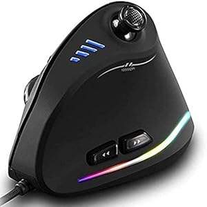 Zeerkeer Souris Ergonomique Verticale et avec Joystick, Verticale 11 Boutons Programmables,Repose Pouce, Main, Poignet, Prévention du Syndrome, Gaming, USB Filaire