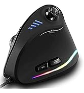 Zeerkeer Vertikale Maus 10000 DPI, ergonomische Maus mit RGB-Beleuchtung, 5 einstellbare DPI (150...