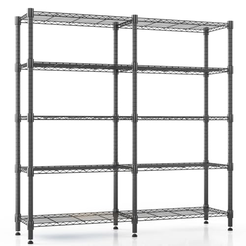 Himimi Estantería de alambre resistente de 5 niveles, 152 x 35 x 183 cm, unidad de almacenamiento de metal ajustable, estantes de almacenamiento de pie de gran capacidad para garaje, despensa, cocina