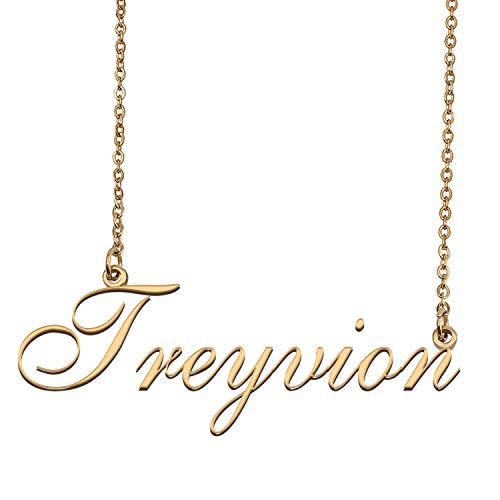 HUAN XUN Custom Personalized Name Necklace in Golden Silver for Women Treyvion