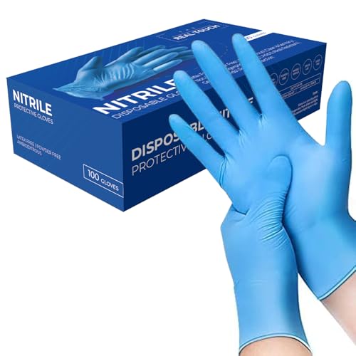 The Real Touch Einweghandschuhe, Blau Nitrilhandschuhe - Box mit 100