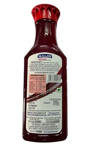 Mala's Mala Rose Syrup - 750ml Bottle, 750 g