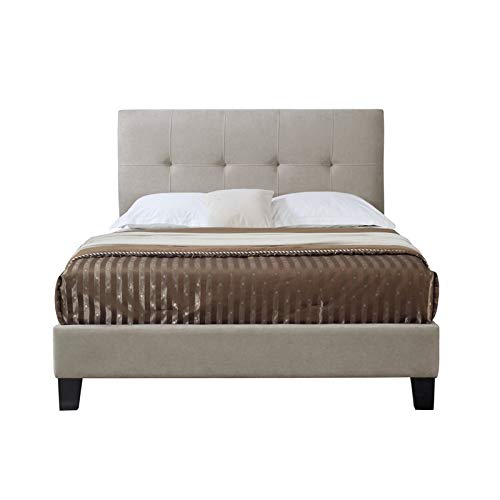 Pemberly Row Capri Taupe Tufted King Platform Panel Bed