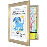Americanflat Cadre Dessin Enfant à Changer A4 Doré avec Passe Partout et 25,5 x 32 cm sans Passe Partout   Cadres avec Ouverture Frontale Pouvant Contenir 100 Pièces