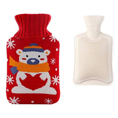 Bouteille eau chaude avec sac eau injection pieds et housse peluche verte