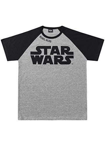 Camiseta Star Wars, Mescla/Preto, 12, Fakini