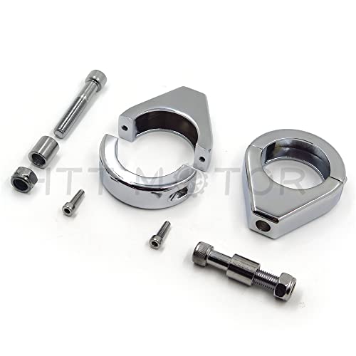 Soporte cromado de intermitentes para tija de 49 mm acabado espejo para H-D Softail 6