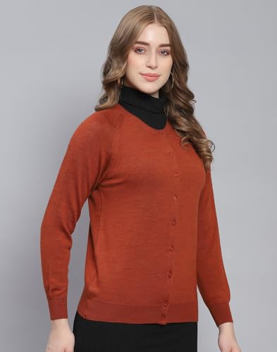 Image of Monte Carlo Women Regular Fit Full Sleeve Solid Round Neck Winter Cardigan (Pack of 1)