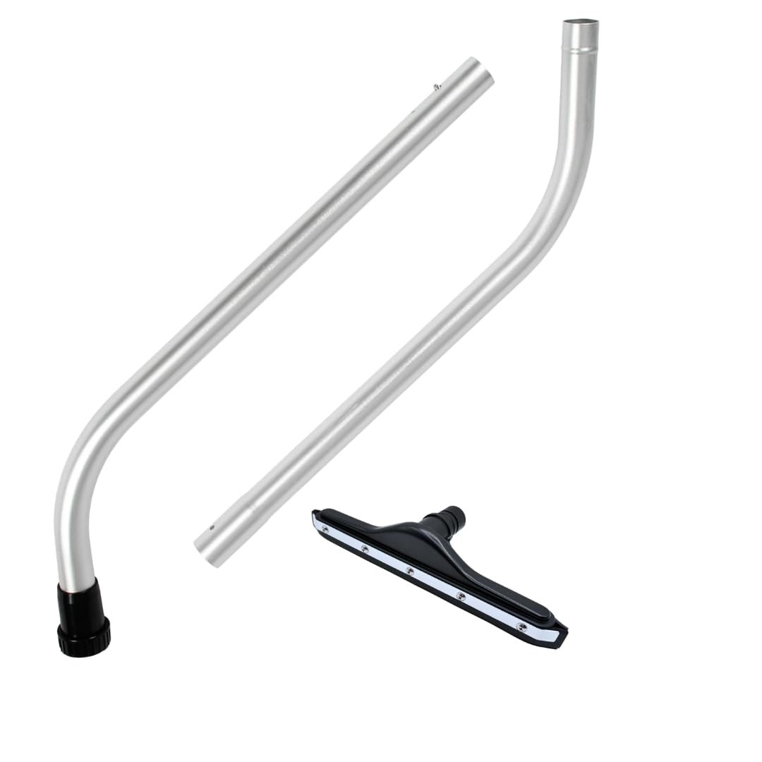 14" Vacuum Wand and Squeegee Vacuum Tool, 1.5-Inch Wet Dry Vacuum Attachments Kit, Compatible with Select Shop-Vac and RIDGID Wet/Dry Models, Black Rubber Blades, 2-Piece S-Wand for Hard Floors