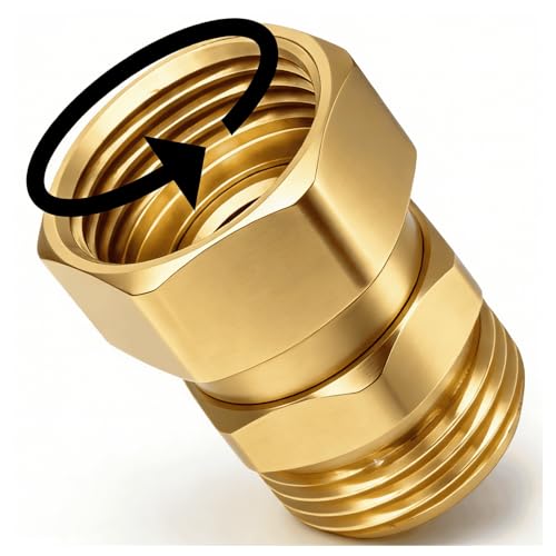 SARANICE Garden Hose Swivel Adapter for Spray Nozzle with Leak-Proof Seal 3/4 GHT Female to Male Hose Swivel Connector for RV Gardening Car Washing (Heavy Duty Brass)