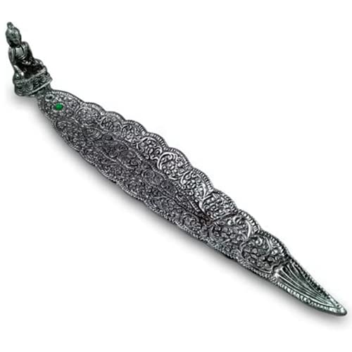 LAMARE - Porte-encens en forme de feuille métallique - Design Bouddha (vert)