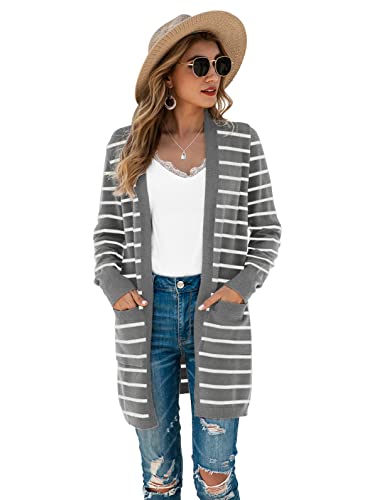 Image of TASAMO Cardigan Sweaters for Women Long Sleeve Open Front Casual Knit Fall Coat Oversized Soft Outwear with Pockets