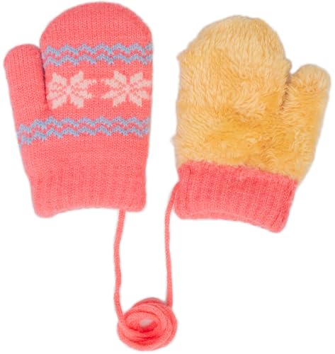 Newborn Toddler Winter-Thermal-Knit-Mittens Baby String Plush Gloves 0-2 Years4