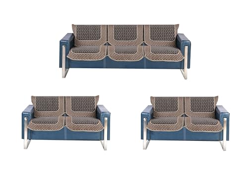 Image of Premium Chenille Woven Anti-Slip 7 Seater Sofa Cover | L-Shape Sofa Seat Protector for Living Room | Durable & Stylish Slipcover - Dark Grey 3D