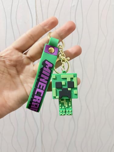 Giftpomp- Minecraft Keychain with Loop and Hook Key Chain for Bag Charm, Keyring for bike (Pack of 1) B