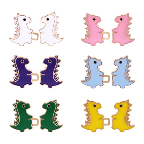 6 Sets Pant Waist Tightener, 6 Colors Dinosaur Button Pin No Sewing Waist Adjuster for Loose Pants Reusable Waist Tightener Safety Pins Clip Brooch for Clothes Decoration Accessories