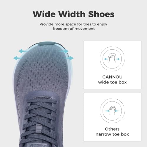 Image of GANNOU Wide Toe Box Shoes for Men Arch Support Walking Shoes Plantar Fasciitis Orthotic Tennis Sneakers
