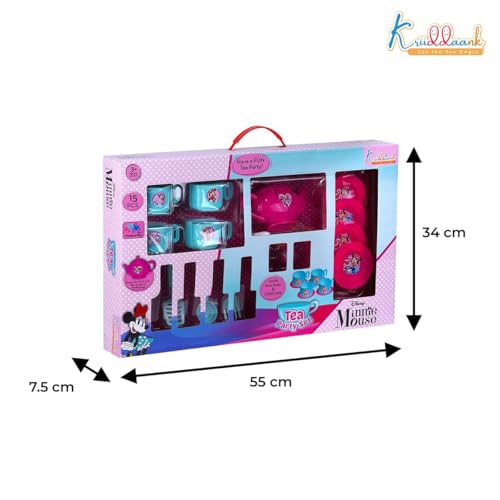 Image of Minnie Mouse 15-Piece Tea Party Set for Kids - Pretend Play Kitchen Toy with Electronic Kettle, Realistic Boiling Sounds & Lights - Safe, Non-Toxic Birthday Gift for Girls & Boys, Ages 3+