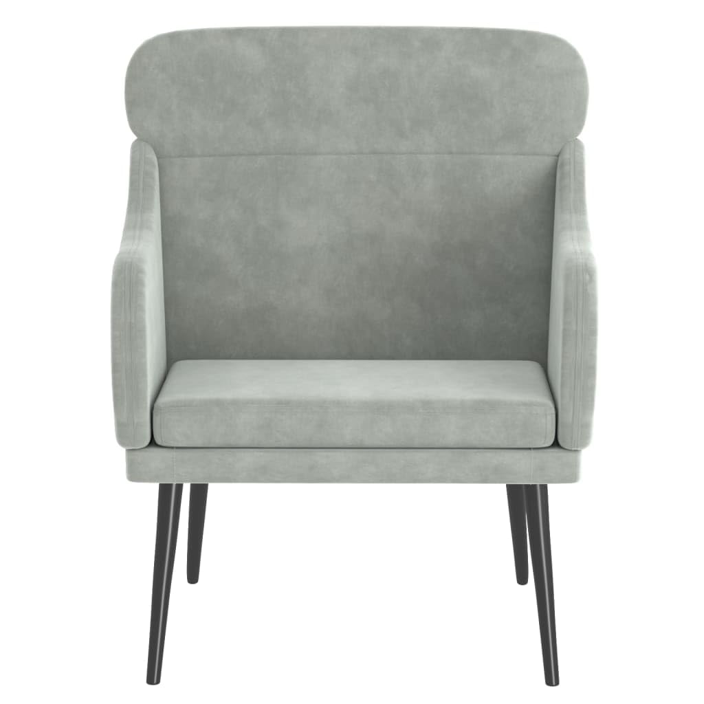 vidaXL Fotel, jasnoszary, 63x76x80 cm, obity aksamitem