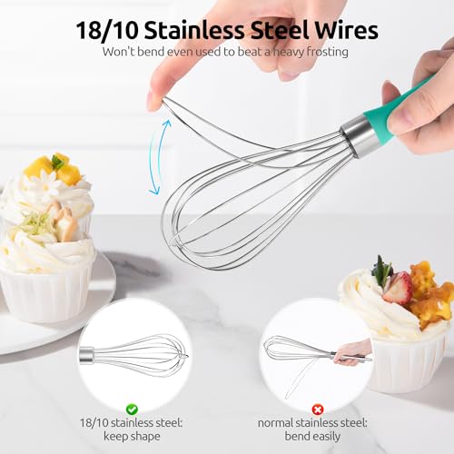 Image of U-Taste Wire Whisk for Cooking, 18 /10 Stainless Steel Wisk, S /Aqua Sky