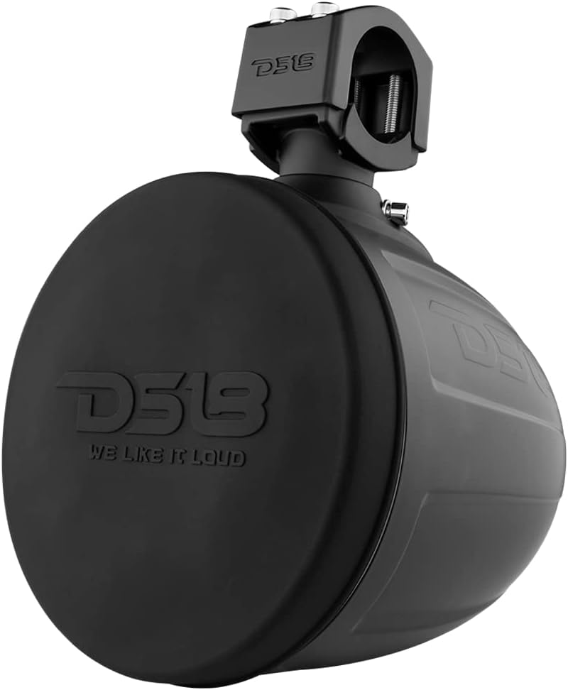 DS18 Hydro NXL-X8PRO/BK 8" Compact Wakeboard Tower Speakers with Hybrid Mid-Range & Compression Driver Loudspeaker, Integrated RGB LED Lights, 500 Watts, Speaker Cover Included – Pair (Renewed)