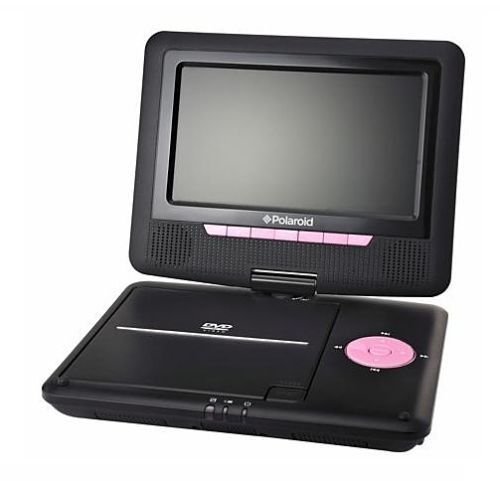 7 Portable & In Car DVD Player Rechargeable Swivel Screen USB Media Player PINK CASE