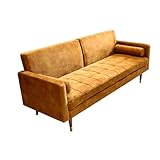 Riess Ambiente Modernes Schlafsofa Couture 196cm senfgelb Microvelours 3er Couch Bettfunktion Ink. Kissen Schlafcouch Sofa Couch