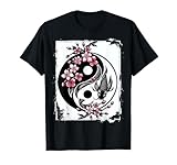 fiori di ciliegio yin yang koi pesce maglietta