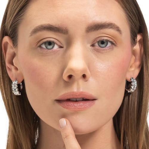 Pompeii 2-6 Ct Emerald Cut Diamond Hoops 14k Gold Lab Grown Women's Earrings 5/8" (FG,VS1-VS2)4