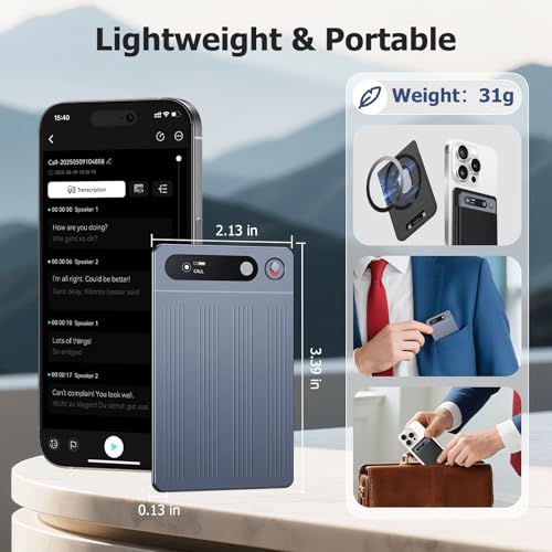 Image of AI Voice Recorder, Note Voice Recorder with No Subscription, AI Transcription, Summarize, Translation with 147 Languages, Smart Noise Cancellation, App Control, 64GB Audio Recorder for Meetings Calls