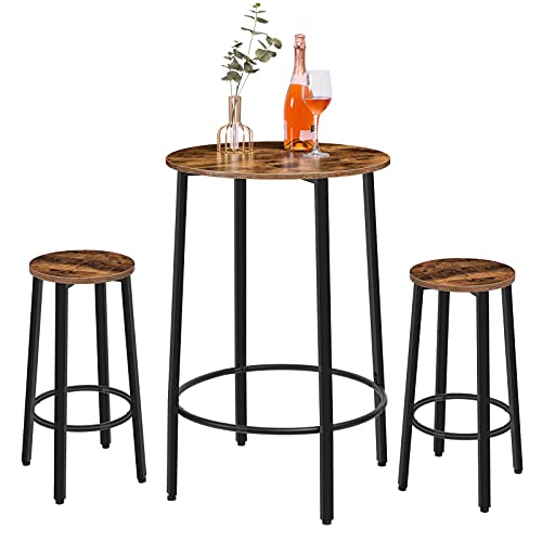Hoobro Bar Stools, Set Of 2 Bar Chairs With Footrest, 24.6 Inch Tall, Black Steel Frame, Adjustable Feet, For Living Room, Dining Room, Kitchen, Industrial Design, Rustic Brown Bf02By01 #TOP5