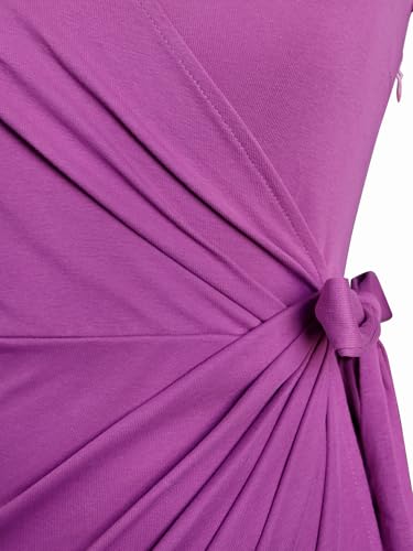 Image of Berydress Women's Vintage V-Neck Sheath Casual Party Work Faux Black Wrap Dress