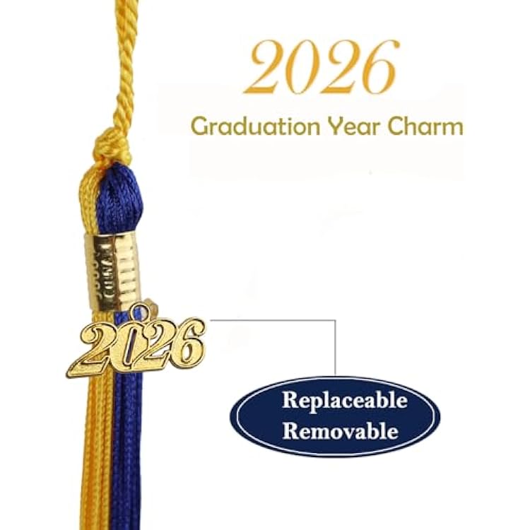 Graduation Cap Tassel with 2026 Gold Year Charm, 9 Inch Long (Lemon Green)