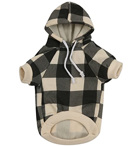 Dog Hoodie Plaid Pet Clothes Dogs Hooded Sweatshirt Warm Dog Pullover Sweatshirt For Winter Pet Apparel With Pocket For Small Medium Puppy Dogs Cat #TOP1