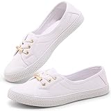 Harvest Land Womens Canvas Low Top Sneakers Slip on Shoes for Women Fashion Walking Sneakers White6