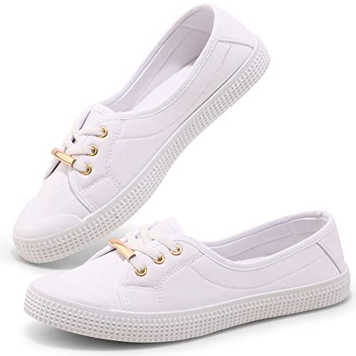Harvest Land Womens Canvas Low Top Sneakers Slip On Shoes For Women Fashion Walking Sneakers White6 #TOP27