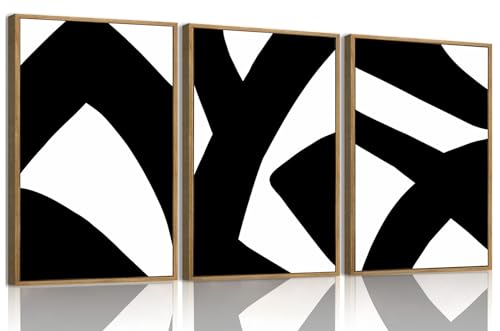 KISSFOX 3 Piece Framed Wall Art Black White Wall Decor