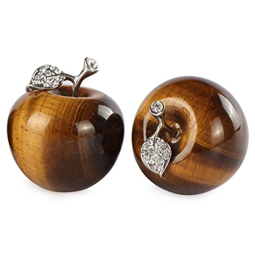 Artistone Tiger's Eye Crystal Apple Statue 1.5 Inch Hand Carved Apple Paperweight Feng Shui Home Decor Ornament Reiki Gifts For Family Friends Relatives #TOP7