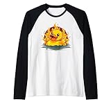 Cute burning rubber Duck with Flames and Water Raglan Baseball Tee