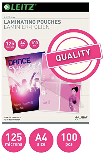 Leitz 74300002 Folia do Laminowania, Przezroczysty, 100 Sztuk