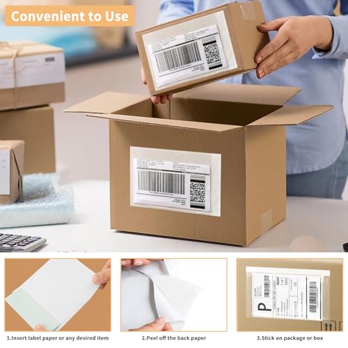 OnlyPaper 5.5" x 7.5" Shipping Label Sleeves Plastic Envelopes Self-Adhesive Top Loading Packing List Envelopes, Clear Mailing Label Pouch for Packages(50 Pack) - Image 5