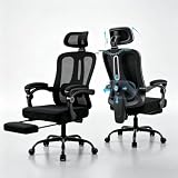 Submi Office Chair, Comfy Desk Chair, Ergonomic Office Chairs for Adults, Computer Chair with Footrest & Adjustable Headrest and Lumbar Support, Mesh Home Office Task Chairs, Study, Black