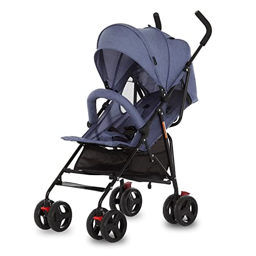 Dream On Me Vista Moonwalk Baby Stroller in Blue, Lightweight Infant Stroller with Compact Fold, Multi-Position Recline Umbrella Stroller with Canopy, Extra Large Storage and Cup Holder