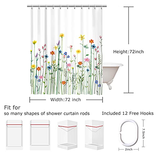 LIVILAN Floral Shower Curtain for Bathroom - Wildflower Flowered Decorative Pretty Plant Shower Curtains, 72" W x 72" H by LIVILAN - Used condition - Image 4