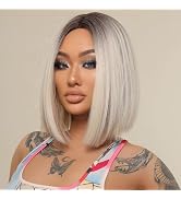 ORAVISTA Blonde Synthetic Bob Wig for Women, Short Ombre Style with Blonde and Brown Mix, Heat Re...